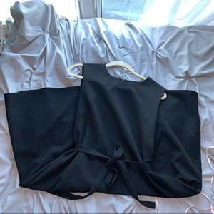 Uniqlo Womens black belted a-line sleeveless dress with pockets